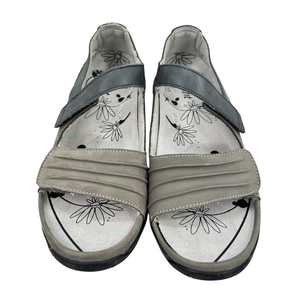 Therafit Lola Women's Adjustable Leather Sandal Grey Size US 8.5-9/39